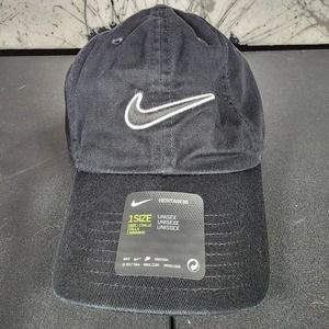 Nike Black Heritage86 Relaxed Fit Adjustable Baseball Hat / Cap 943091-010